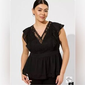 Torrid Black Lace V-Neck Blouse